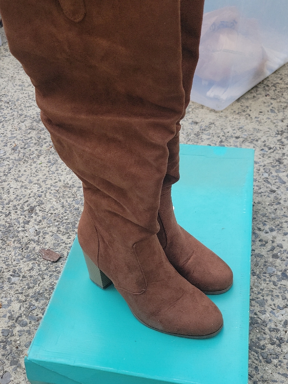 Maurices Brown Over-the-Knee Suede Block Heel Boots